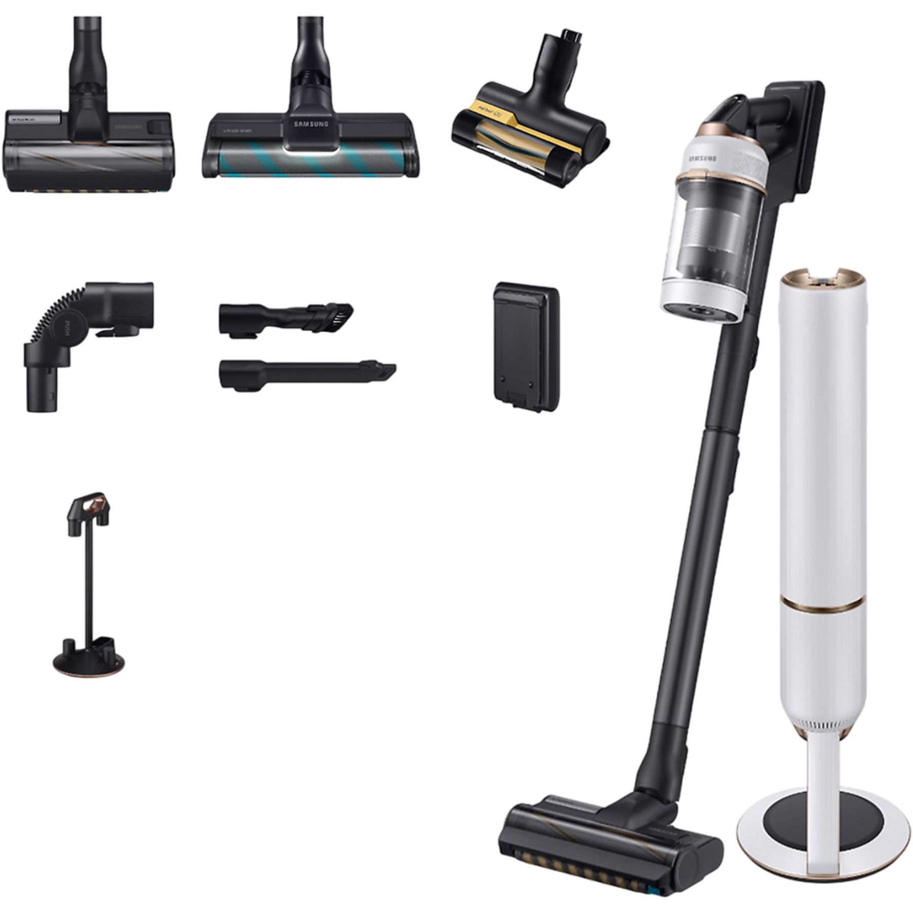 SAMSUNG Bespoke Jet Plus Steelstofzuiger incl. kruimelzuiger Wit