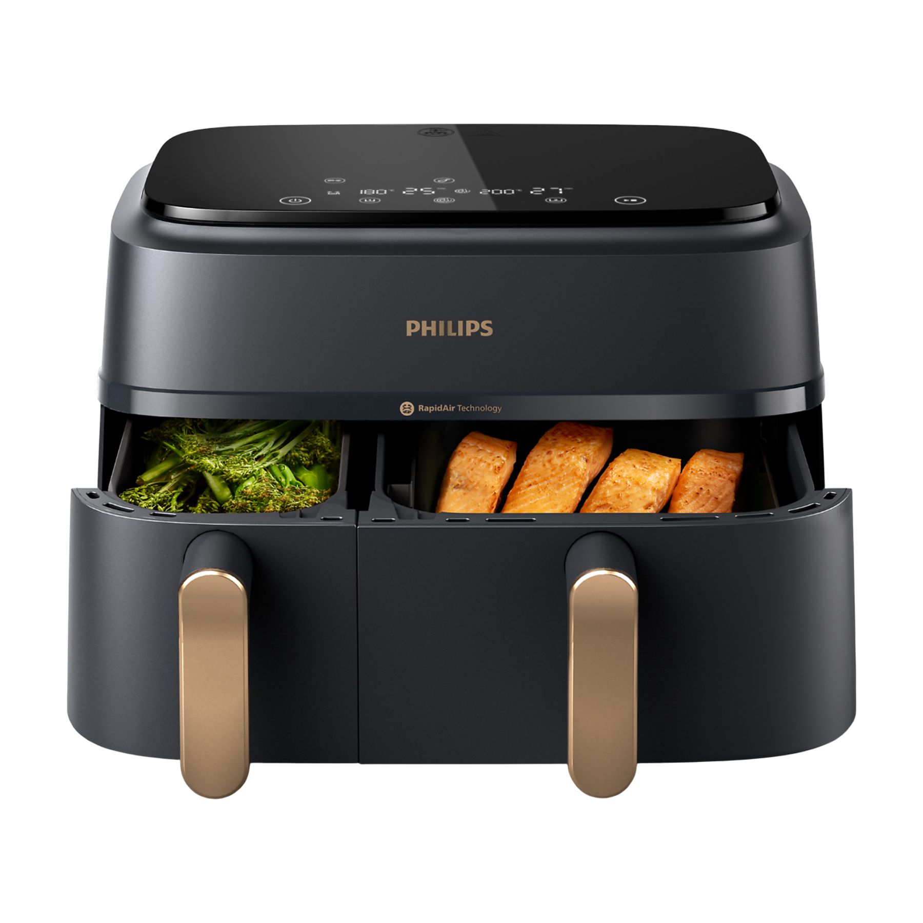 PHILIPS 3000 Series Dual Basket Airfryer NA352/00 Zwart